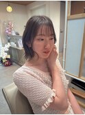 ボブ　ブリーチなしミルクティーカラー　新田辺　美容室