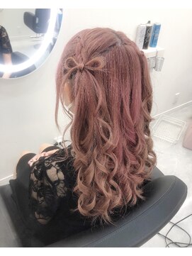 クラン 梅田店(clan) 編み込みリボンハーフツイン