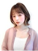 ボブウルフ外国人風カラー韓国ツヤカラー透明感20代30代40代