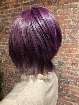 エデン(EDEN) ダブルカラー/ケアブリーチ/原色パープル/ウルフカット