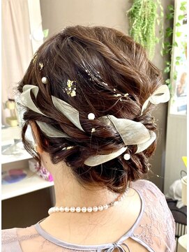 ジェネータ 新横浜店(GENETA) リボン編込みアップスタイル【ヘアセット/新横浜】