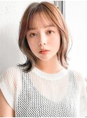 艶感外ハネボブアプリコットオレンジ美髪ナチュラルカール