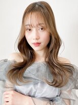 レア 表参道(L'ea)&nbsp;くびれヘアアプリコットオレンジ夏ヘアハイライトカラー韓国ヘア