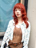レコ 渋谷(LECO)&nbsp;ブリーチなしダブルカラーオレンジレッドカラーレイヤーカット