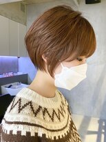 エリマ 調布(elima)&nbsp;オレンジベージュショート 透明感カラー 前髪あり 簡単セット