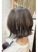 ペールベージュセクションカラーグラデーションカラー外ハネボブ