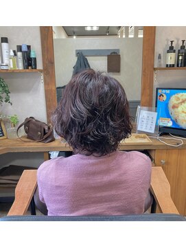 カミケン 清明店(kamiken.) ふんわりパーマ伸ばしかけエレガンスショート【カミケン清明店】