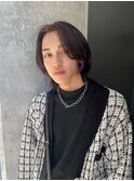 アッシュブラックカルマパーマベリーショートダークアッシュ