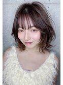 シースルーバング透明感カラーオリーブベージュレイヤーヘア