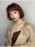 韓国ボブ_ブルーカラー_ワインレッド_お団子ヘア
