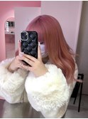 ペールピンク/ピンクベージュ/ウェーブ巻き/夏