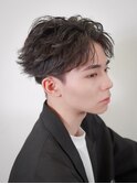 フェザーショートフェザーパーマセンターパートメンズパーマ
