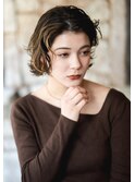 大人可愛い20代30代40代黒髪前下がりひし形小顔ボブ丸みショート