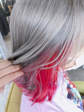 ラビス クローバー(Lovis clover) シルバー ピンクレッド カーキグレージュ インナーカラー