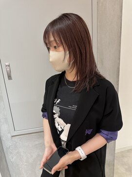 ヨーク(YOKE) YOKE レイヤーボブ前髪ブリーチなしダブルカラーピンクベージュ