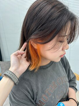 ビューナゴヤ 名駅(VIEW NAGOYA) 黒髪/ボブルフ/小顔/インナーカラー/オレンジカラー