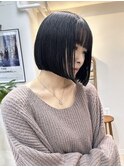 大宮韓国タッセルボブヘイリー切りっぱなし前下がりボブ20代30代