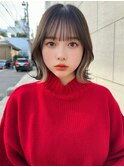 大人可愛い インナーカラーボブ/くびれボブ/前髪カット/顔周り