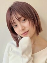 顔まわりレイヤー/イメチェン/美髪/外ハネボブ/ワイドバング