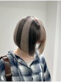 ブロックカラー/落とせる黒/ミルクティーベージュ10代20代ボブ