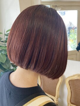 シェノン 赤羽店(CHAINON) 艶髪丸みミニマルボブ×チェリーレッドバーガンディ色っぽボブ