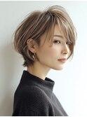 大人ショートボブ白髪ぼかし脱白髪染め40代50代60代♪