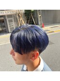 ネイビーブルー、メンズセンターパート、池袋