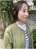 "ブリーチなし透明感オリーブベージュこなれ小顔ボブ"