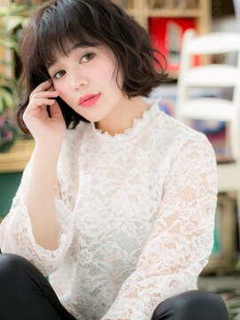 カバーヘア ブリス 戸田公園西口店(COVER HAIR bliss) ぱっつん前髪アッシュブラック外ハネボブh3浦和20代30代40代