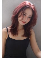 マルフェ 天王寺(marfe)&nbsp;【marfe】センターパート＿ピンクカラー＿レイヤーカット＿韓国