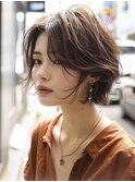 ☆ホワイトグレージュミニウルフデジタルパーマチェリーブラウン