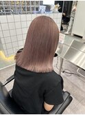 ミルクティーベージュケアブリーチ透明感カラー切りっぱなしボブ