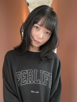 鎖骨レイヤー/透明感アッシュグレー/表参道