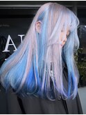 ダークブルーインナーカラーケアブリーチハイトーンカラー