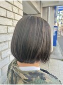 20代30代大人かわいいボブ×コントラストハイライト×グレージュ