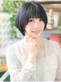 黒髪ナチュラルカラー前下がりボブショート114志木20代30代40代