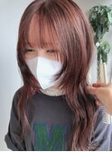 フェイスレイヤーカット　ピンクベージュ×ベビーピンク