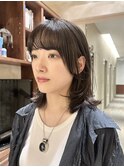 ◆ミディアムレイヤーカット/顔周りレイヤー/くびれヘア/黒髪