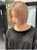 【YOKE】くすみベージュオリーブベージュボブ秋色透明感カラー