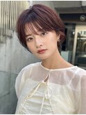 毛流れショート#ミニウルフ#デジタルパーマ#チェリーブラウン