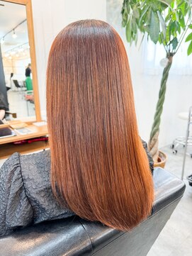 ルヴェルヘアー(Revel hair) 酸性ストレート×カッパーオレンジ