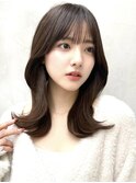 20代30代40代◎前髪パーマ韓国風巻きくすみベージュお団子ヘア