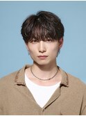 韓国ヘアニュアンスコンマバングセンターパートフェザーパーマ