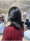 暗めカラーミディアムヘアー×黒髪