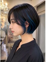 エヌア(ENURE)&nbsp;ロングレイヤー ベージュカラー ショートボブ 切りっぱなし