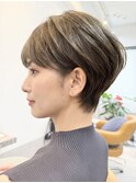 ひし形ショートボブ/くびれ小顔ショート40代/50代/60代/西宮北口
