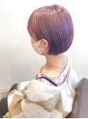大人のピンクカラー＋ミニボブ