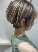 ショート/小顔ショート/大人/似合わせ/白髪ぼかしハイライト