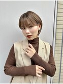 大人かわいいショート/前髪あり/ママショート/モカグレージュ