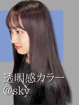 スカイ(SKY) 髪質改善縮毛矯正韓国風レイヤーカットダブルカラーベージュ